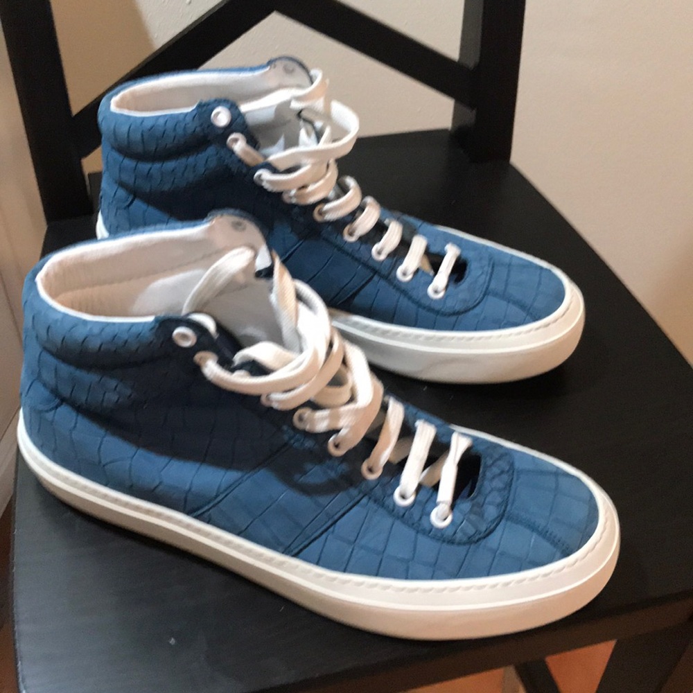 Jimmy Choo men‘s high top sneakers with ostrich